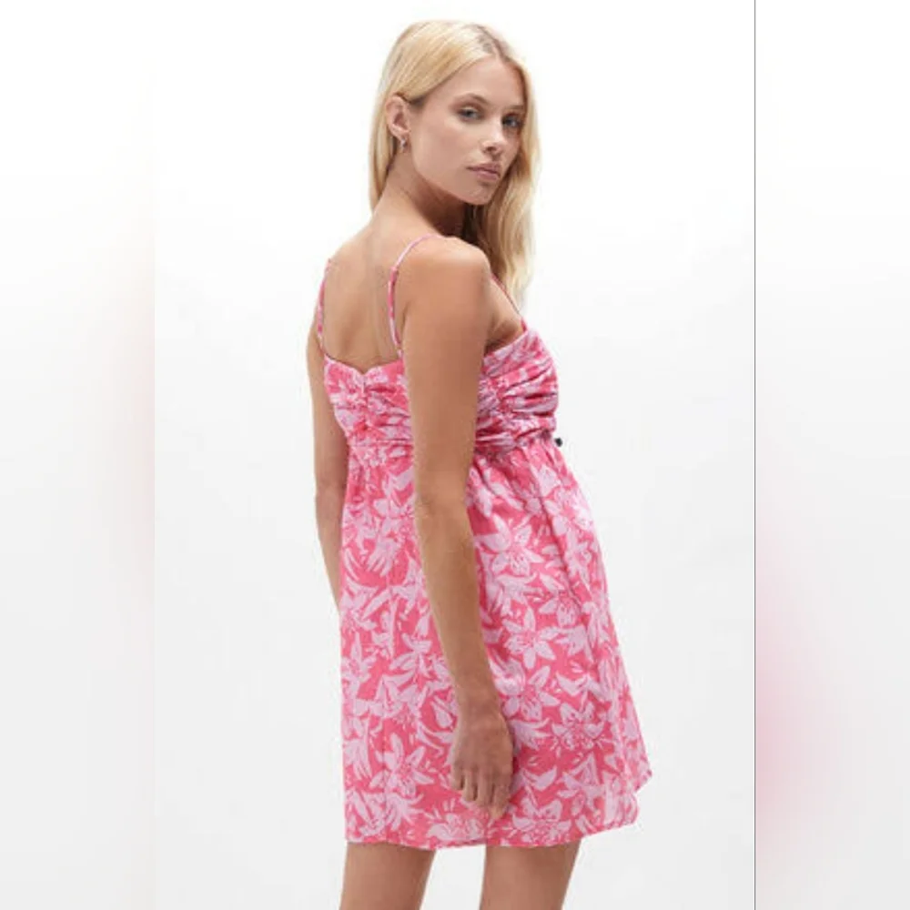 Charlie holiday floral linen blend mini summer dress sz 8 - Picture 2 of 5